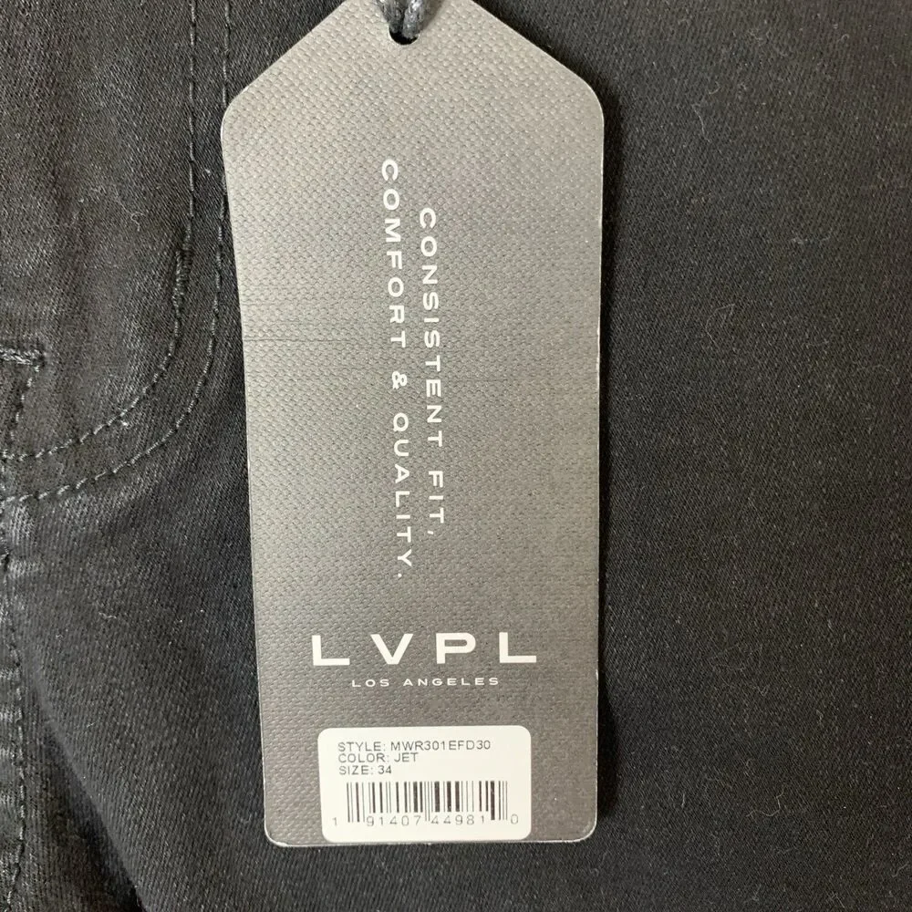LVPL Liverpool Jeans Men 34x30 Black Kingston Relaxed Straight Preppy Dadcore